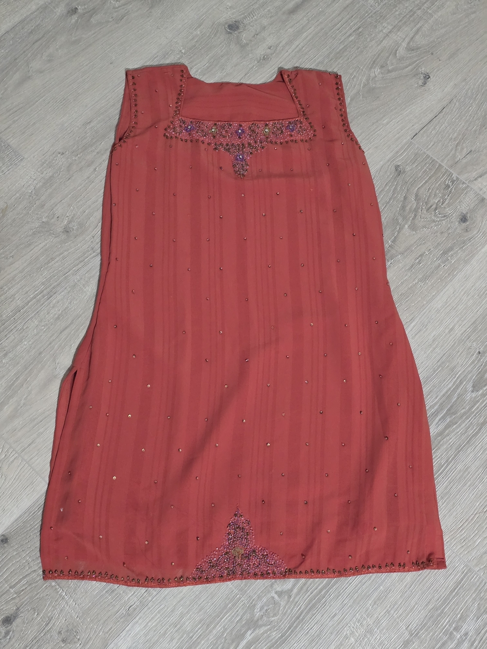 Embellished Coral Sleeveless Tunic
